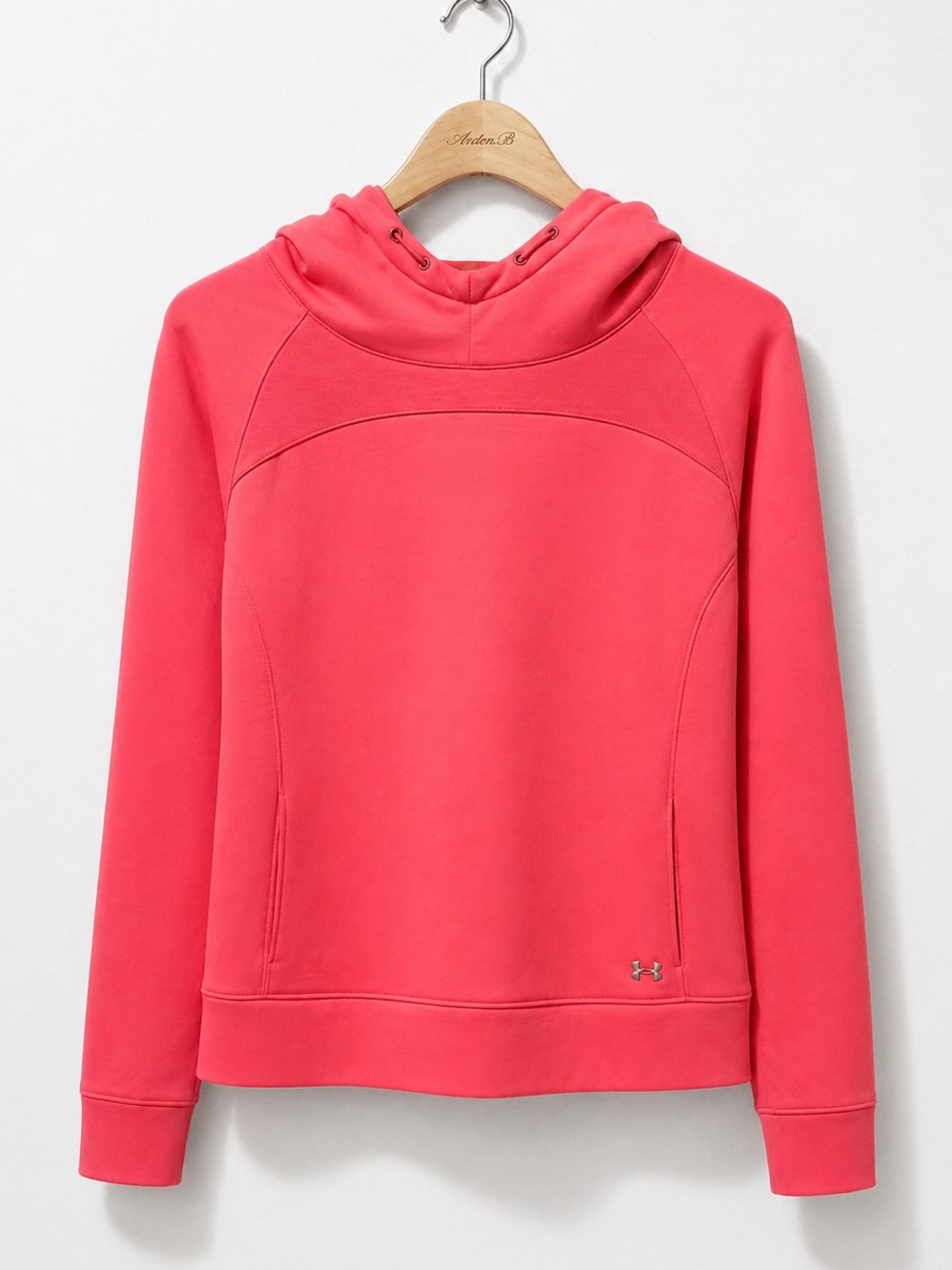 Under Armour Barbie Hot Coral Pink Hooded Mid Weight Pullover Sweatshirt NWOT